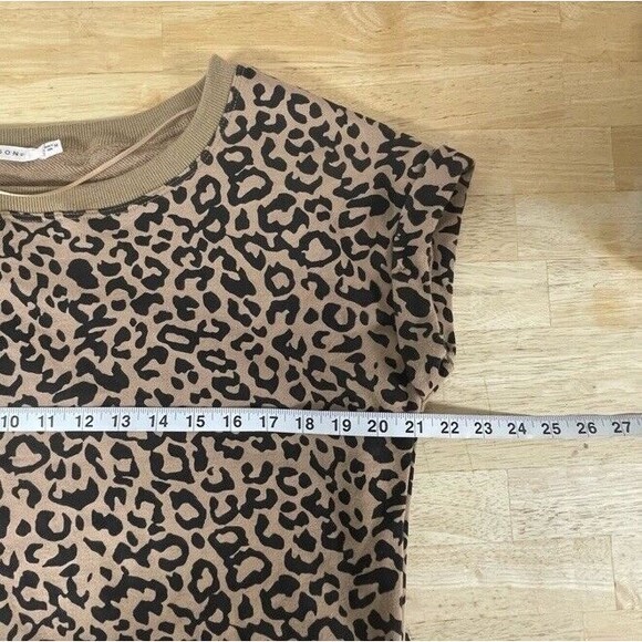 Ellison Leopard Sweatshirt Mini Dress Tunic Pockets Casual Athleisure Comfy Med - Picture 9 of 12